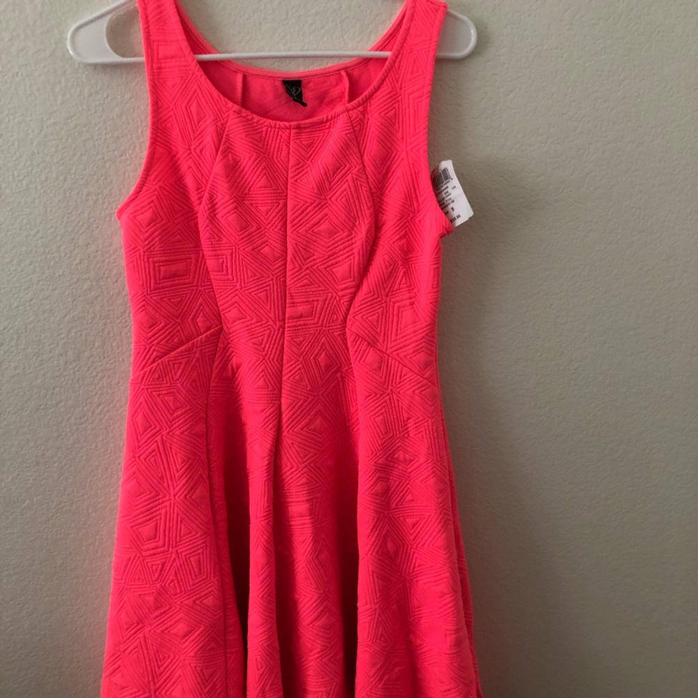 Neon pink skater/ fit and flare dress